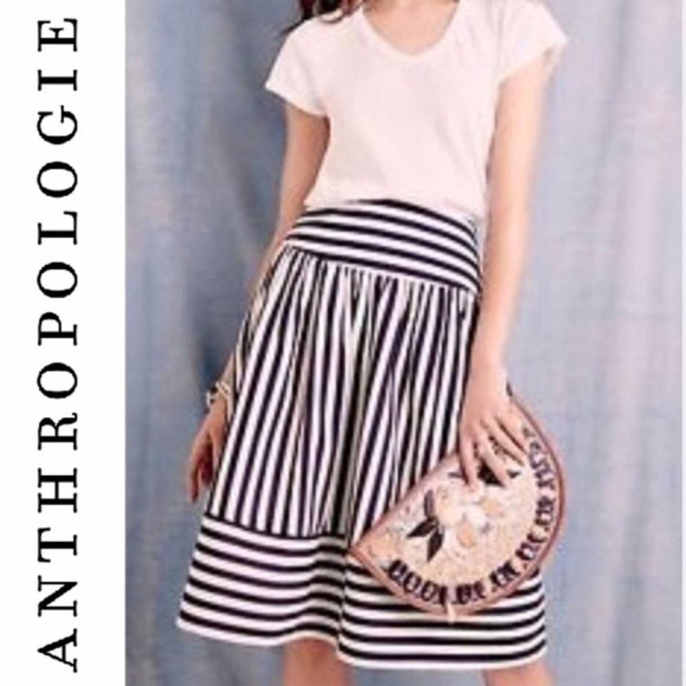 Anthropologie Maeve Blue & White Circle Skirt